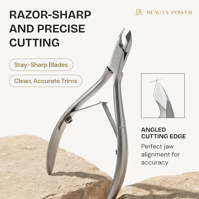 Cuticle Trimmer with Cuticle Pusher & Nano Nail File - Cuticle Nipper Cuticle Remover - Professional Stainless Steel Clippers Pedicure Manicure Tools for Fingernails - Valentine's Gift