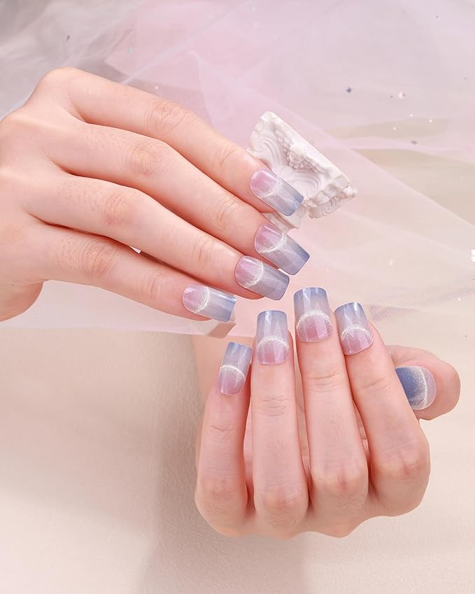 Semi Cured Gel Nail Strips - 20pcs Glaze Gel Stickers, Salon Quality DIY Wraps, Easy to Apply, UV Light Required