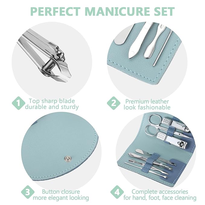 30 Set Manicure Kit Bulk Nail Clippers 7 in 1 Mini Nail Clippers Stainless Steel Professional Care Pedicure with Travel Bag Grooming Kit for Women Men Home(Bright Color,Classic)