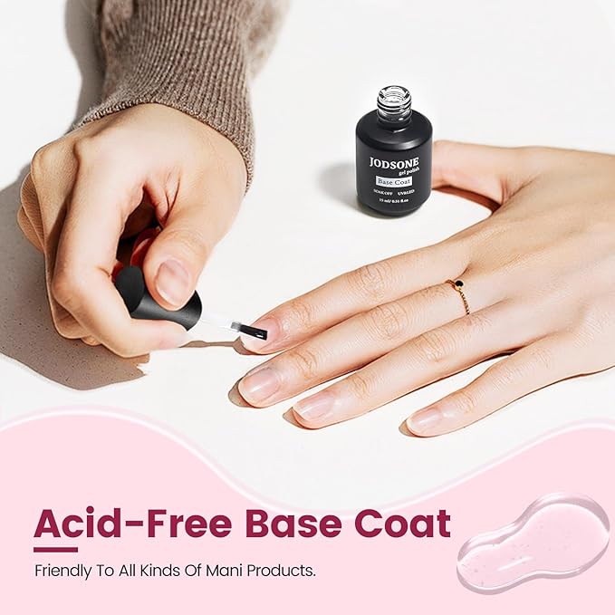 JODSONE 15ML Base Coat Gel Nail Polish Gel Glossy Quick Drying Durable Soak Off Clear No Wipe