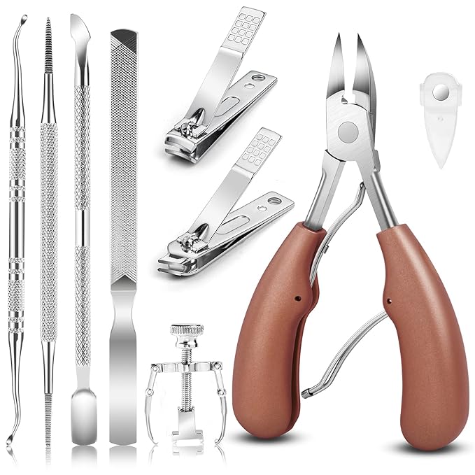 JTIEO 9PACK Toenail Clippers Ingrown Toenail Tool Professional Tool Set for Ingrown & Thick Nail Stainless Steel Ingrown Toenail Tool Kit Ingrown Toenail Treatment Ingrown Toenail Removal Kit Pink