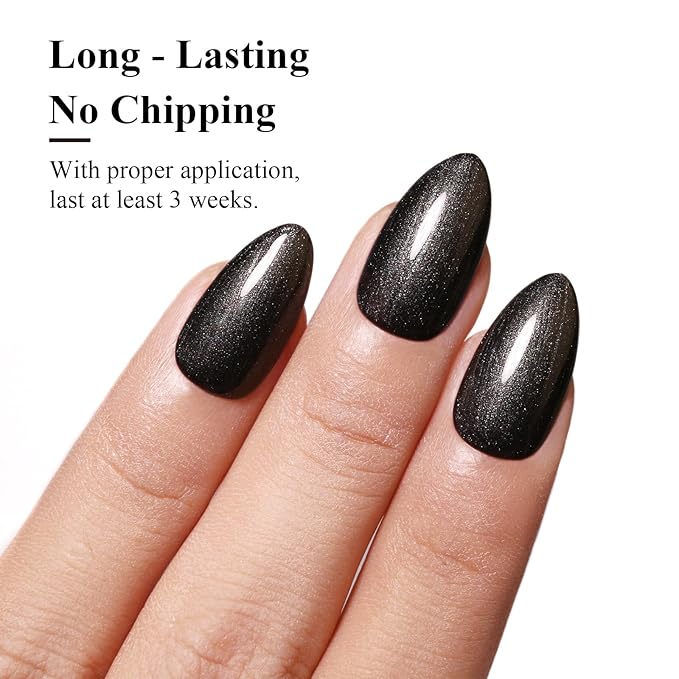 Imtiti Pearl Gel Nail Polish,0.5 Fl Oz Black Glitter Drawing Gel Polish Shell Thread Shimmer Mermaid Nail Gel Polish Soak Off UV LED for Home DIY Nail Art Manicure Salon