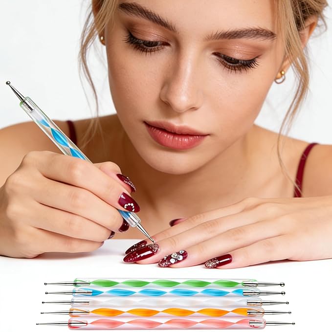 31Pcs Nail Art Tools Set, Nail Art Brushes, Resin Nail Art Palette, Dotting Tools and Liner Brushes, For Nail Art Design for Home and Salon Use