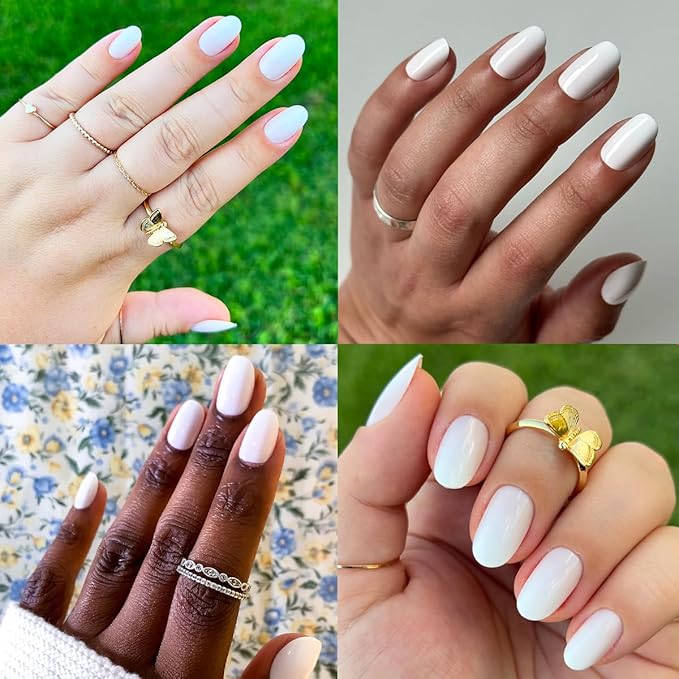 Olive & June Instant Mani Press-On Nails (Glue) | 42 Fake Nails, 21 Sizes | Non-Toxic, Long-Lasting Recycled Materials Realistic Look | Spring Flowers & Patterns | Short, Round | CCT Gradient