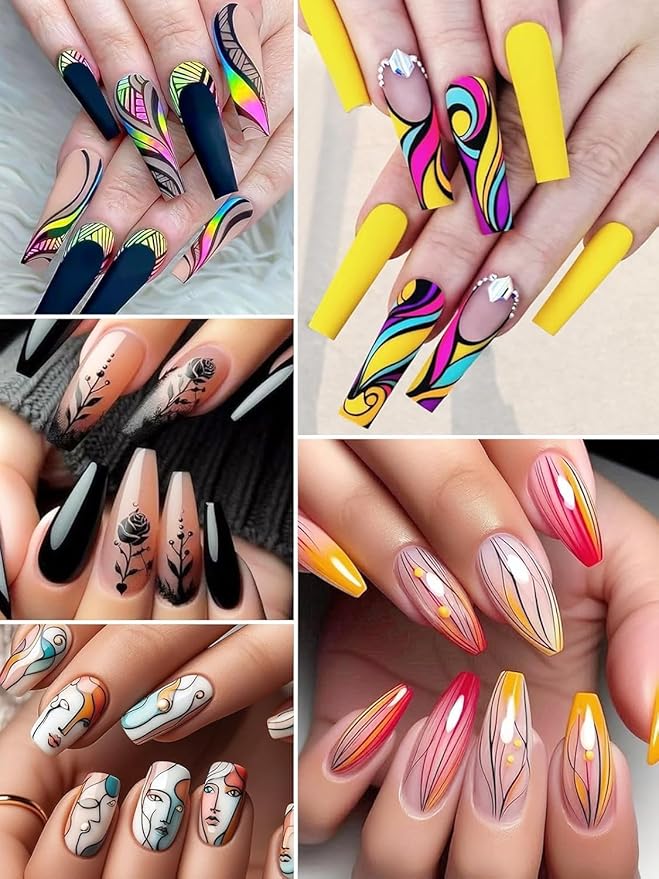 EBANKU 12 Colors Nail Art Pens Set, 3D 0.5MM Nail Polish Pens Graffiti Dotting Pen Quick-Drying Acrylic Nail Paint Liner Pen Tools for DIY Nail Art Manicure Tools