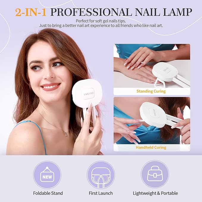 SAVILAND U V Nail Glue with Lamp Kit, 0.5 Oz. U V Gel Glue 4-in-1 for Nail Tips, Press on Nails and U V Lamp for Nails Fast Curing Strong Glues for Gel Extension DIY Manicure Art
