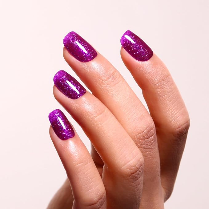 Dark Purple Iridescent Glitter Gel Nail Polish, Sparkle Shimmer Gel Glitter Nail Polish for Art DIY Manicure, 15ML