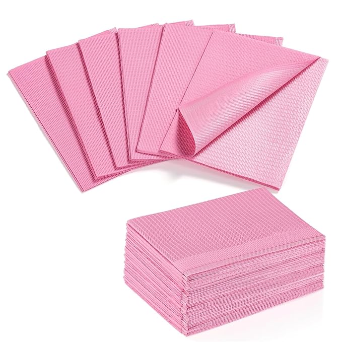 Makartt Disposable Nail Mats: 20 Pcs Foldable Nail Paper Towels for Table Acrylic Practice Sheet 3 Ply Waterproof Nail Art Table Mats Clean Pads for Salon Manicure Tattoo Pink