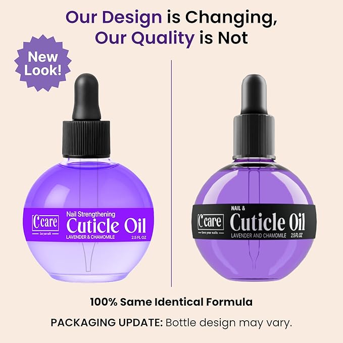 C CARE Cuticle Oil For Nails - Lavender and chamomile Nail Oil - Moisturizes and Strengthens Nails and Cuticles - Dropper & Brush included - Large 2.5 oz bottle