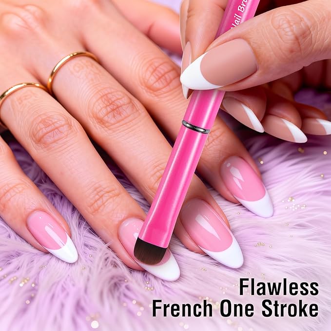 Clean Up Brush, 2-Pack Professional Kolinsky Sable Nail Art Brushes for Gel, Polygel, Acrylic Nails - Precision Detailing Set (Pink F18 + Black F16) (Pink(F18) & Black(F16))