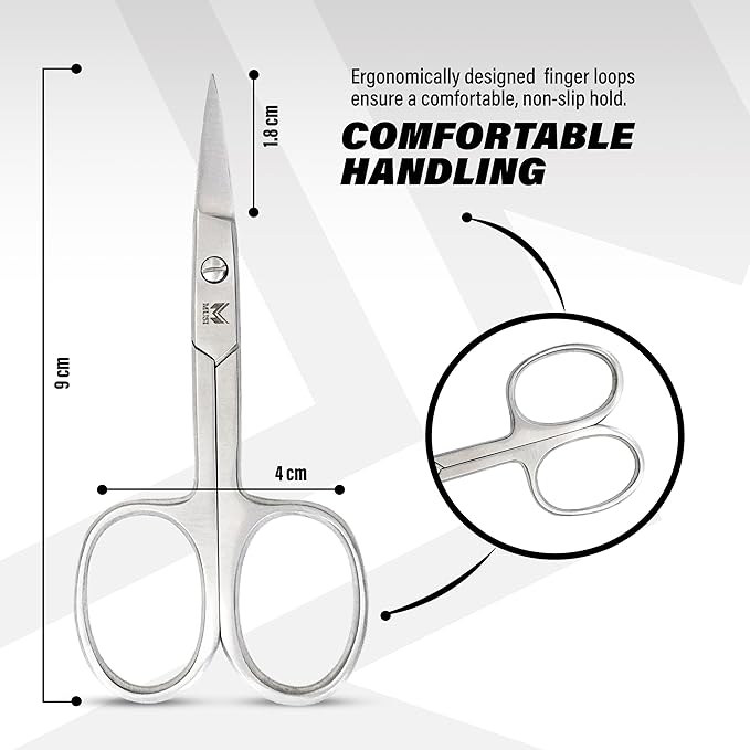 MUSI Cuticle Nipper & Curved Nail Scissors for Nail, Cuticle & Facial Hair Care – Mustache, Eyebrow, Eyelash, Ear & Nose Hair Grooming Kit for Men & Women