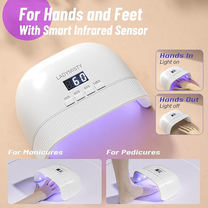 UV Nail Lamp, 2026 Upgrade UV Light for Gel Nails with New 30 Dual Beads, 4 Timer LED Light for Nails, Cure Nail Lamps for Gel Polish with LCD Display, Nail Dryer for Perfect Christmas Gifts