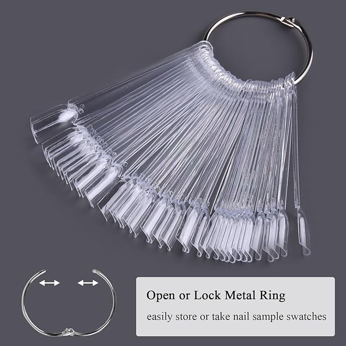 Clear Nail Swatch Sticks with Number Stickers, 50 Pcs Squoval Nail Sample Swatches for Gel Polish Color Display Practice Nails muestrario de colores para uñas Manicure Supplies