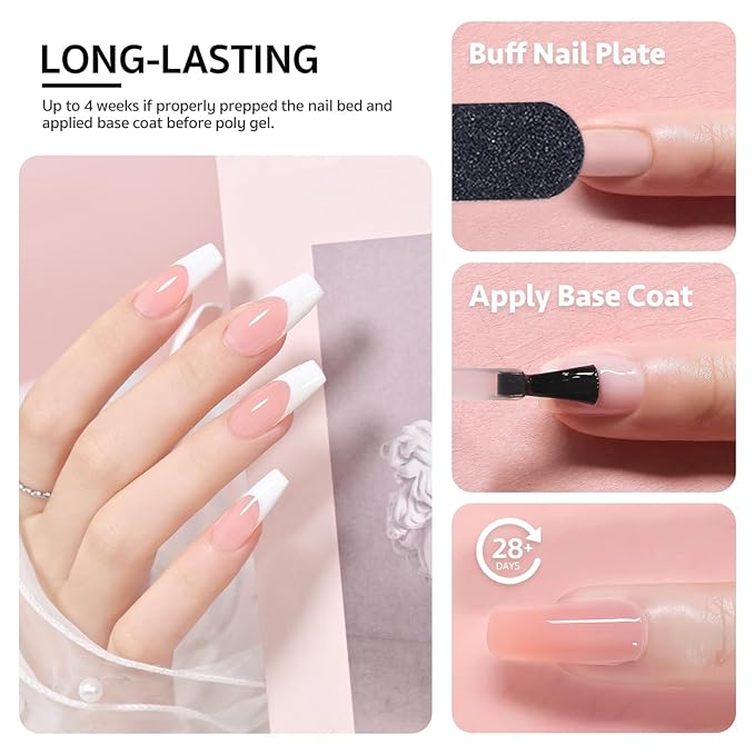 GAOY Poly Gel, 60g Clear Pink Builder Gel Nail Enhancement for Beginner & Professional Salon DIY at Home