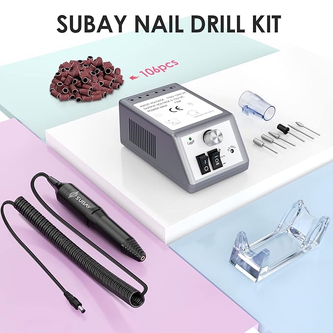 Electric Nail Drill Machine, 20000RPM Professional Nail Drill, Gel Nails,Manicure Pedicure Polishing Shape,Acrylic Nail Tools for Home and Salon Use, Grey