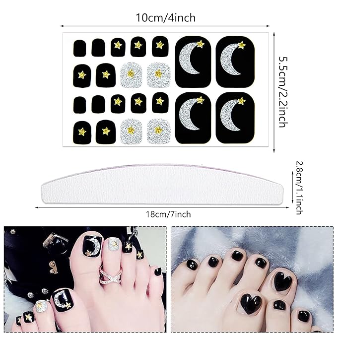 20 Sheets 440 Pcs Multiple Designs Toenail Stickers For Women Nail Art Wraps Toe Nail Stickers Full Nail Wraps Gel Toe Nail Polish Strips Toenails Wraps Stick On Nail Polish Stickers Kit