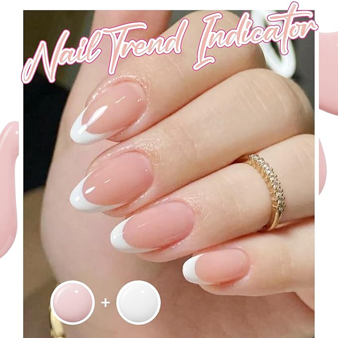 modelones French Tip Gel Nail Polish Set 2 Pcs 15ml Milk White and Nude Pink French Manicure Kit Jelly Nude Soak Off UV Natural Base Color Gel Polish Nail Art Home DIY Gift for Women