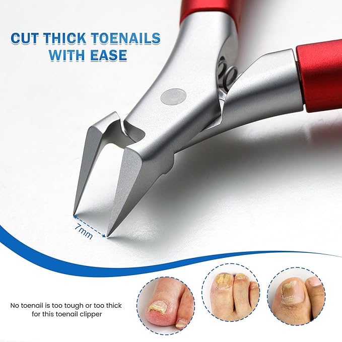 BEZOX Toenail Clippers for Ingrown Toenail Prevention, Straight Blade Podiatrist Nail Clipper for Thick Nails, Ergonomic Finger Nails Scissor for Adults, Seniors, Men and Women - Red