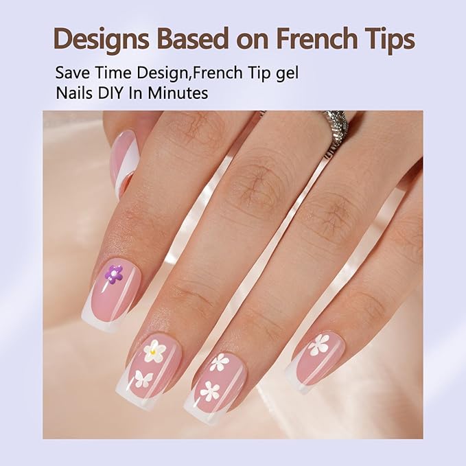 Misssix French Tip Press On Nails, 160Pcs French Gel Nail Tips Short Square, Pink White Soft Gel Fake Nails, X-BASIC Tips Starter Kit for Nail Art DIY 16 Sizes