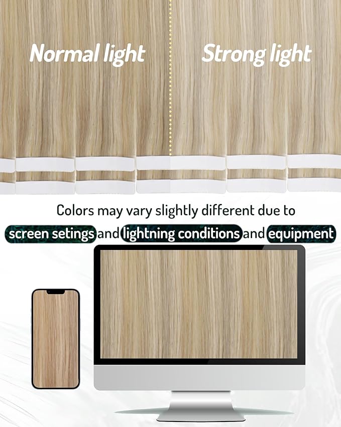 RUNATURE Tape in Human Hair Extensions Blonde Straight Human Hair Tape in Extensions Golden Blonde Mix Light Blonde Tape in Hair Extensions 16 Inch Soft Hair Extensions Tape in Blonde 50g 20pcs