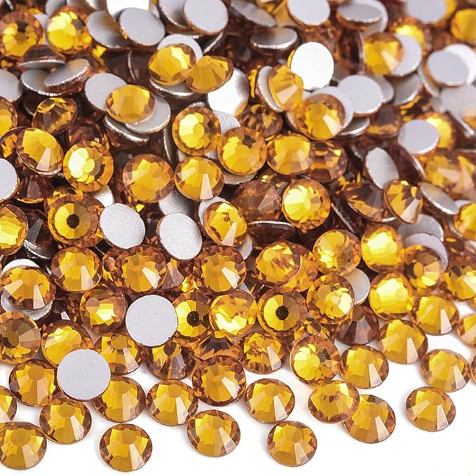 Blinginbox 1440 Pieces SS20/4.6-4.8mm Flat Back Crystal Rhinestones Round Gems for Nail Art,Topaz