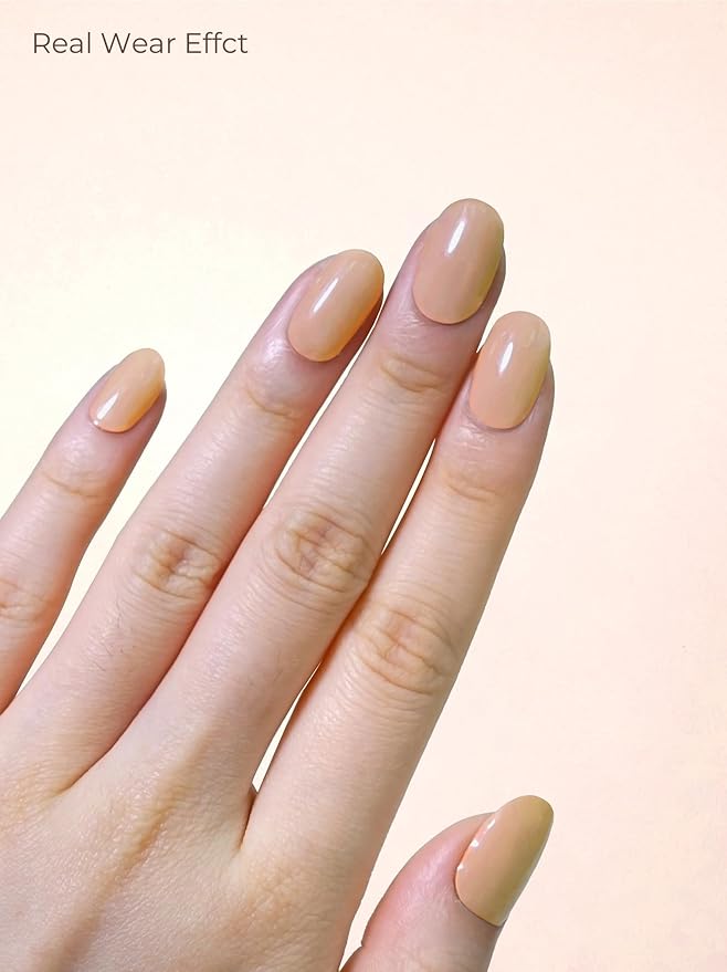 Pre Cured Gel Nail Strips - 44PCS Salon Quality Gel Nail Stickers - Long Lasting Polish Wraps for Women no UV Light Needed Easy Apply& Remove (Coconut Milk Nude)