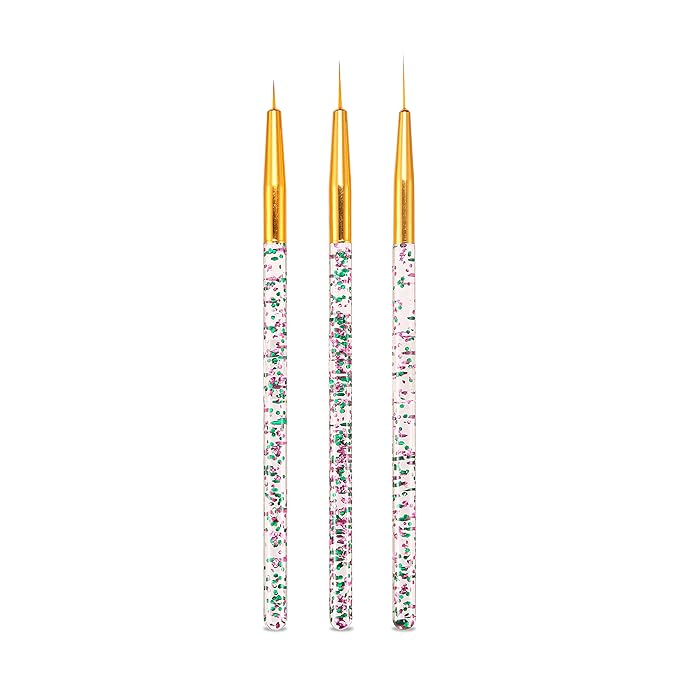 LWBTOSEE 5PCS Nail Ombre Brush Nail Art Painting Pen Brush UV Gel Polish Gradient Color Rhinestone Crystal Acrylic Liner Brush Painting Pen Gel Polish Crystal Nail Art Manicure Tools (Gold)