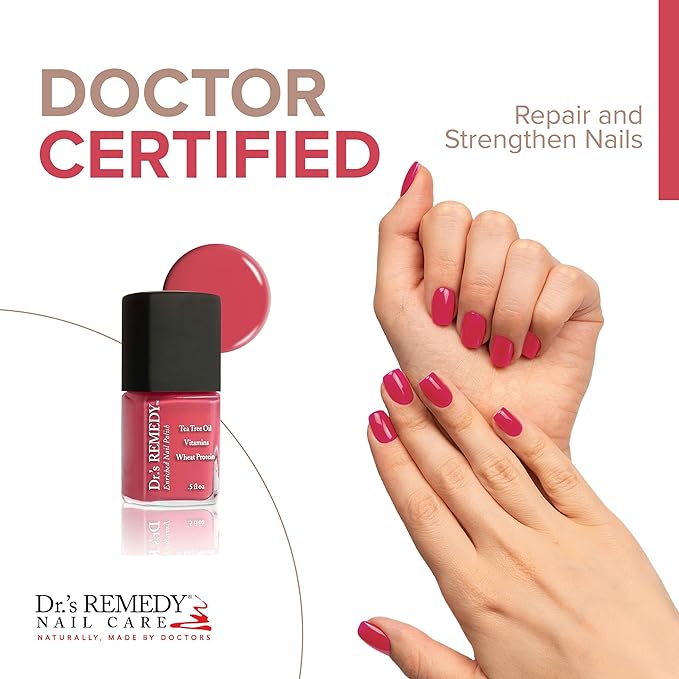 Dr’s Remedy 3 Pack Nail Polish Kit, Peaceful as the Sea Trio, Non Toxic and Organic All Natural Enriched Nail Strengthener - TOTAL Two-in-One/PEACEFUL Pink Coral/SERENE Salmon
