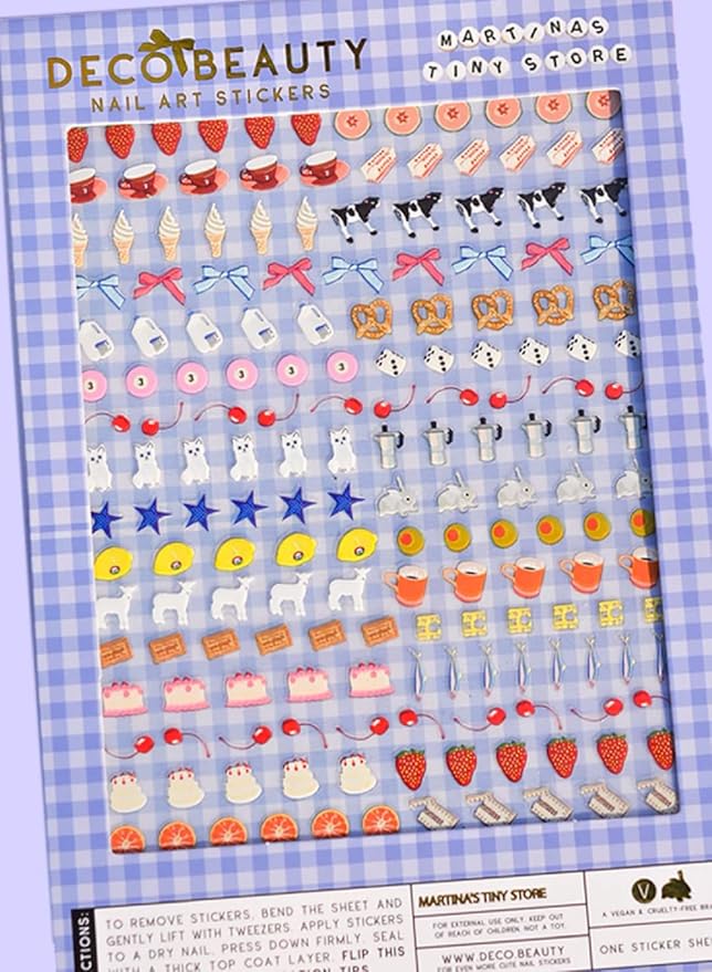 MARTINA'S Tiny Store X - Super Thin & Easy-to-Apply Nail Art with The Cutest Designs - Durable & Long-Lasting Nail Art Stickers and Decals for Women, for DIY at-Home Manicures & Salon-Quality Nails