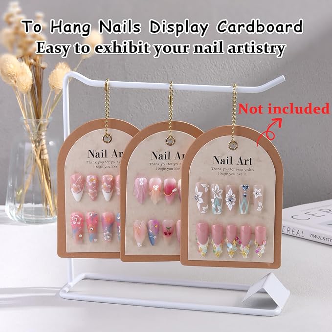 150 Pcs Nail Swatch Sticks with Ring & Nail Art Display Stand Storage Rack, Clear Fan-shaped Display for Nail Art Polish Practice, False Nail Sample Tips Nail tech Supplies for Home or Salon Use