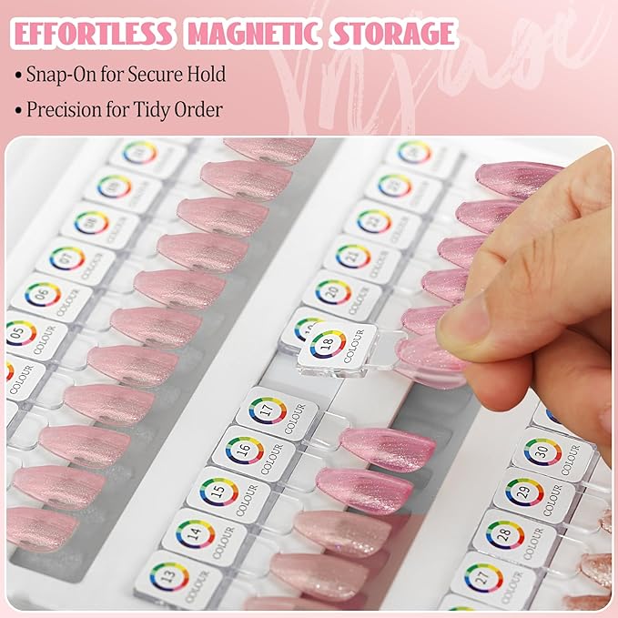 120 Pcs Magnetic Nail Color Display Tips Clear Acrylic for Nails Color Display Book Nail Art Design Pattern Practice and Professional Nail Display (All Magnetic Nail Swatch Books)