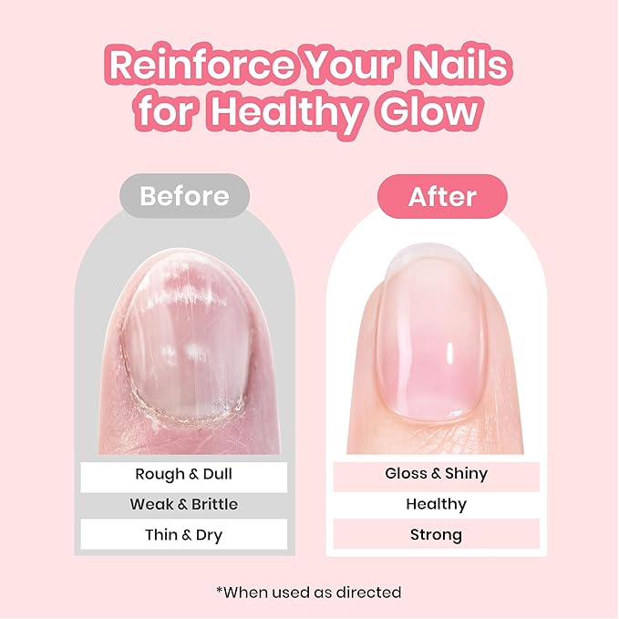 Beetles Nail Strengthener, Air Dry Pink Neutral Nail Polish Strengthener and Growth Nail Growth Treatment Nail Strengthener for Thin Nails and Growth