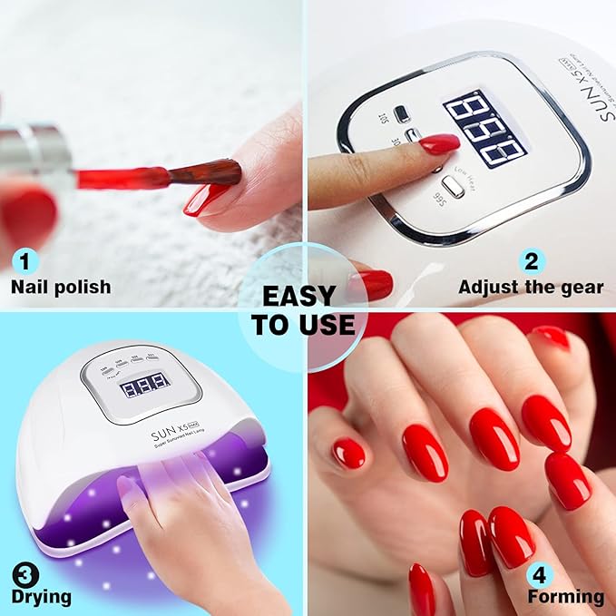 LAVAED UV Nail Lamp UV Light for Gel Nails, Nail UV Lamp Gel Nail Lamp Professional Fast Curing Light UV Nail Light with 4 Timer Setting Auto Sensor, LED Smart Gel Nail UV Light for Gel Polish
