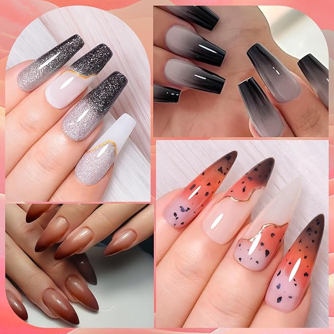 MEET ACROSS 12PCS Color Changing Gel Nail Polish Set Glitter Temperature Mood Changing Color Changed Gel Soak Off Nail Art Design Kit Manicure at Home DIY Special Gifts for Women Girls