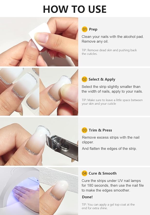 Semi Cured Gel Nail Strips (Plum Queen), Gold Foil, Deep Purple, 20 Pcs Gel Nail Wraps, Stickers, UV Light Required, Salon Quality, Long Lasting