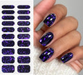 JMEOWIO Gel Nail Stickers Dark Purple Semi Cured Gel Nail Strips Wraps UV/LED Nails Art Design Decoration Accessories