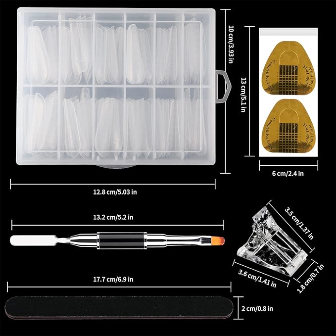 LIONVISON Poly Gel Nail Forms: 120Pcs Coffin Shape Nail Forms for Builder Gel Reusable - 12 Sizes Extension Acrylic Nail Molds Sets - False Nail Tips for Manicure Nail Art Design Salon DIY -StilettoB