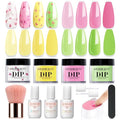 AZUREBEAUTY Dip Powder Nail Kit Bright Yellow with Base Top Coat Activator Dried Flowers for French Nails Art Manicure DIY Salon