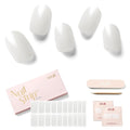 NAILOG Semi Cured Gel Nail Strips (20 Extra Long Stickers/Wraps) | Buy 2 Get 1 UV Lamp| Glossy & Long Lasting Soft Gel Finishing | Pearl White