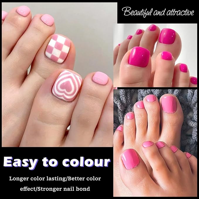 240pc Fake Toenails Full Cover Cover Gel Toe Nail Tips Clear Press on Toenail, Short Square Fake Toes Nails Tips Clear Gel Toenails Extrension False Toe Nail Feet Artificial Toenail Tip