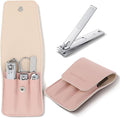 Nail Clipper Set for Women, 6 Pcs Stainless Steel Grooming Kits,Nail Care Tools with Pink Leather Bag for Adults, Suitable for Home, Workplace, Outdoor Travel, Gift Giving, Salon（Pink）