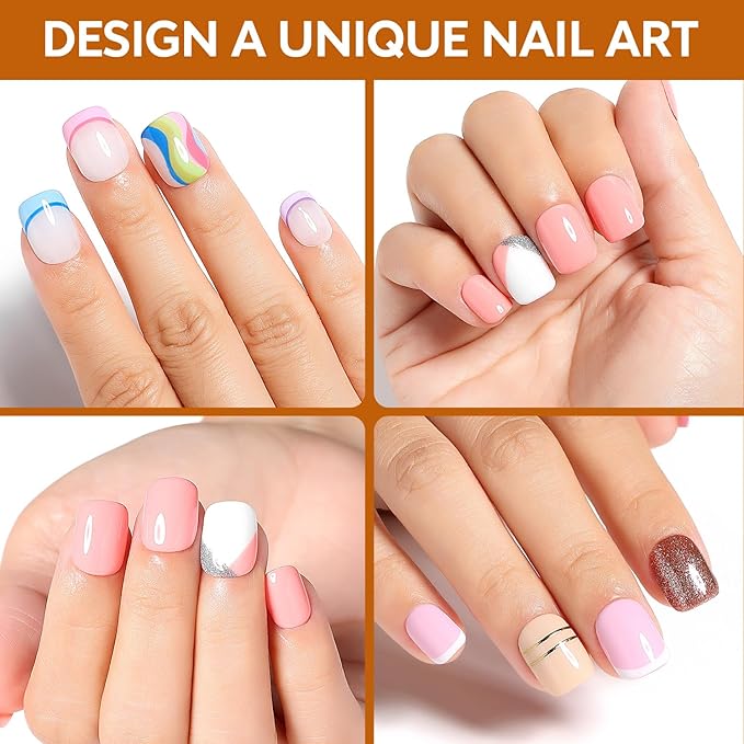 Nicedeco Gel Nail Tips Short Square Shape Nails, 504Pcs Pre Shaped Soft Tips Full Cover False Nails for Gel Nail Extensions Press on Nails - 011