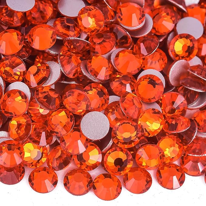 Blinginbox 1440 Pieces SS20/4.6-4.8mm Flat Back Crystal Rhinestones Round Gems for Nail Art,Orange