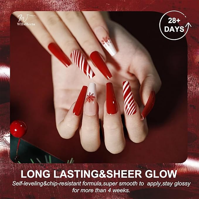TPO Free Gel Nail Polish Set，6pcs 10ml Red Popular Dark Red Light Red Burgundy Colors Long-lasting Soak off LED/UV Light Suit Give it to Women as a Gift for Daily Life at Home (119-A)