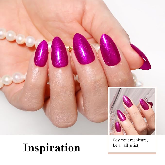 Imtiti Pearl Gel Nail Polish,0.5 Fl Oz Wine Red Glitter Drawing Gel Polish Shell Thread Shimmer Mermaid Nail Gel Polish Soak Off UV LED for Home DIY Nail Art Manicure Salon