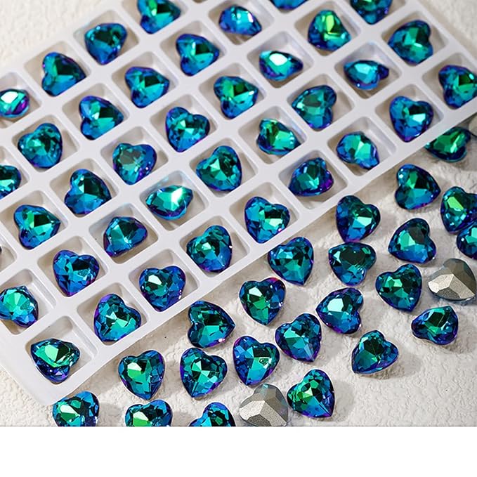 Nail Charms for Acrylic Nails 50 Pcs Heart Nail Charms 3D Nail Gems and Rhinestones for Nail Art Sharp Bottom Nail Decorations for Women