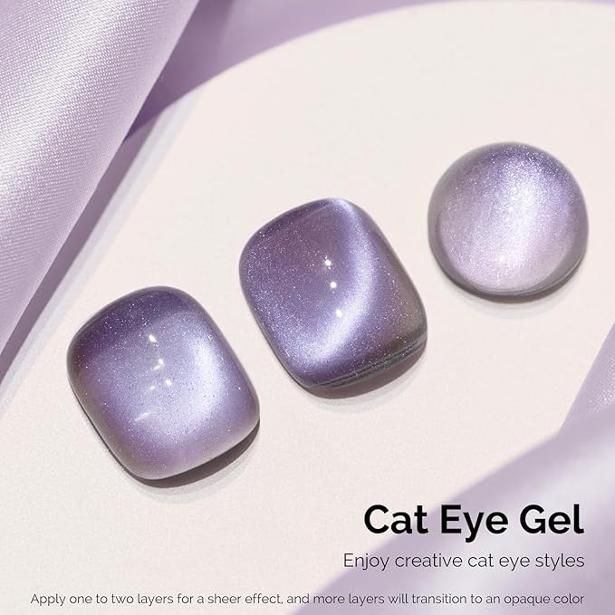 MelodySusie Aurora Cat Eye Gel Nail Polish, 0.5 Fl Oz Blue Purple Glitter Holographic Magnetic Nail Polish with Magnet, UV Nail Polish for Nail Art Manicure Salon DIY at Home G1701