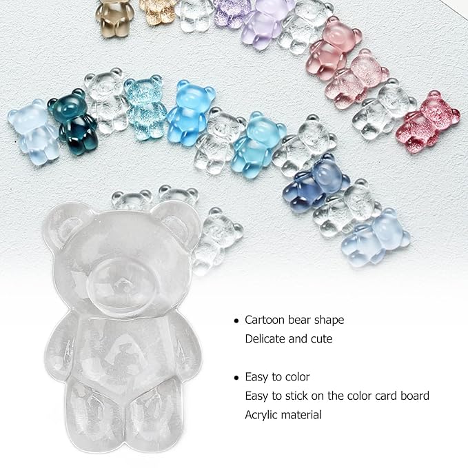 50PCS Nail Polish Color Card, Cartoon Bear Shaped Transparent Acrylic Nail Color Display DIY Manicure Tool Accessories for Nail Salon Training Practicing