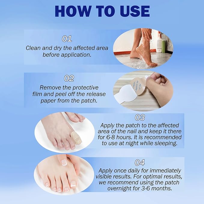 Fungal Nail Patches for Toenails, 42 Count - Nail Repair Patches with 8-Hour Adhesion, for Discolored & Damaged Toenails Care, Overnight Renewal for Men & Women