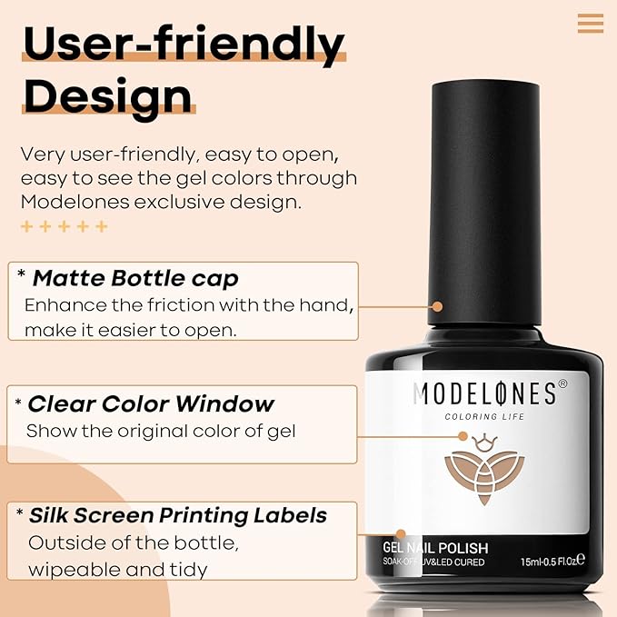 modelones Gel Nail Polish, 15ML Caramel Coffee Brown Gel Polish Soak Off LED Neutral Nude Brown Color Nail Gel Polish, Salon DIY Nail Art Manicure at Home Gift for Women Holiday, 0.5 fl oz.